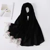 Novo chiffon boa costura simples hijab estilo de casamento muçulmano laço cachecol xale islâmico macio turbante cabeça envolve headband9442379