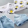 Baby Boy Clothing Set Kids Cute Summer Suit T-Shirt Denim Shorts Cartoon Children Outwear 1 2 3 4 Years Cotton Outfits Khaki Red 220507