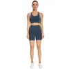 Yüksek Bel Gym Şort Yastıklı Strappy Spor Sutyen 2 Adet Suits Enerji Sorunsuz Yoga Set Egzersiz Giysileri Kadınlar için 220330