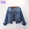 Kvinnor Spring Autumn 5xl Plus Size Ytterkläder Jean Jacka Woman Hot pojkvän Vintage Streetwear Basic O Neck Denim Coat Clothes LJ200813