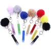 Extracteur de carte de crédit porte-clés mignon acrylique débit cartes bancaires Grabber pour ongles longs ATM porte-clés avec boule de pom pom et clip en plastique prix de gros