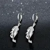 Dangle Lustre Simple Mode Élégant Argent Long Gland Goutte Mosaïque Cubique Zircone Feuille Plume Boucles D'oreilles Pour Les Femmes Brincos BijouxD