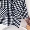 Mantel Baby Junge Mädchen Woolen Plaid Jacke Lange Zweireiher Warme Kind Revers Tweed Mantel Baumwolle Gepolsterte Baby Outwear Kleidung 110Y 220826