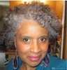 Kurze graue versaute lockige Afroperücke für Frauen nicht Spitzenmaschine hergestelltes Salz und Pfeffer menschliches Haar Perücken