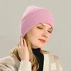 Vinterkashmir stickade hattar för kvinnor Nytt mode Solid Warm Wool Skallies Hats Kvinnliga trippel tjocka hattar J220722
