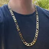 Italiensk figaro länkkedja 24 "halsband 14k gult fint fasta guld fyllda 10mm