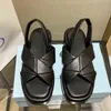 Fashion-P Family Cross-Sandalen mit dicker Sohle, Damen, neu, dreieckig, Standard-Leder, Back-Trip-Band, Muffin, lässig, 231115