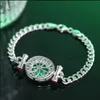 Braccialetti con ciondoli Grande simulazione abbagliante Bracciale color argento smeraldo per le donne Retro braccialetto con zirconi verdi Regalo di anniversario di matrimonioCharm Inte