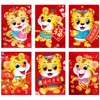 Embrulhado de presente 6 peças envelopes vermelhos bolsos de desenho animado tigre ano de sorte moneygift