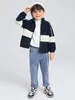 Toddler Boys Two Tone Raglan Sleeve Striped Tape Teddy Jacket SHE