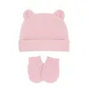 Berretti Berretti in cotone per bambini Cappello e guanti Set Solido color caramella Elastico Guanti caldi per neonati 0-1 anniBerretti BerrettiBerretti