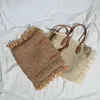 Shoppingväskor Böhmen Tassel Straw för kvinnor Axel Fashion Wicker Woven Handväskor Tote Stor Kapacitet Strand Rattan Travel Purse 220412