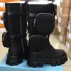 Designer-Stiefel für Damen, kniehoch, Rois-Stiefel, Knöchel-Martin-Stiefel, Militär-inspirierte Nylon-Kampfstiefel, Nylon-Bouch, mit Riemen am Knöchel befestigt NO49