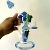 11.5 인치 크리에이티브 버섯 디자인 블루 유리 물 봉