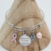 Bracelets porte-bonheur arrivée Bracelet de sensibilisation au Cancer du sein extensible en acier inoxydable Bracelet bijoux pour femmes Pulsera Kent22