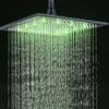 Cabezales de ducha de baño Níquel negro cromo oro 16 pulgadas LED cabeza de lluvia alta presión sin brazo trabajo por flujo de agua TEMP V0BV221L284N