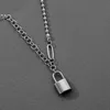 Pendant Necklaces Stainless Steel Silver Color Pad Lock Long Necklace Brand Rolo Cable Chain Women Collar Jewelry ChokerPendant