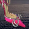 Styl startowy brokat Buty dhinestones Buty Kobiety Pumps Crystal Bowknot Satynowe letnie buty damskie