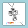 Pendant Necklaces Pendants Jewelry 316L Stainless Steel Aromatherapy Diffuser Necklace Per Locket Fashion Cross For Women Christmas Gift D