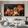 Home Decor Funny Lion Family Posters And Prints Canvas Painting Wall Art for Living Room Indoor Decoration Animal Cuadros