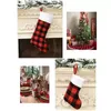 Decorações de Natal Red e preto Plaid Plush Christmas Ornament Gift Candy Bag Inventory por atacado