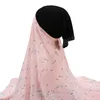 Femmes musulmanes Bonnet en mousseline de mousseline Jersey Veil Hijab Veil Scarf sous-écarf avec des hijabs instantanés avec des bonnets Bonnets islamiques