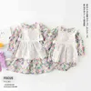 2021 Abbigliamento per bambini abbinato Sorella grande Sorellina Abiti in cotone con stampa floreale 2 pezzi Set Neonate Pagliaccetto Todder Vestito per ragazze G220510