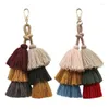 Porte-clés 2 Pack coloré Boho Pom pompon sac charme porte-clés à la main voiture porte-clés anneau pendentif pour sac à main sac à main décor Miri22