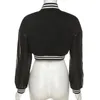 Kvinnors Jackor Brev Skriv ut Knapp Baseball Zip Up Coat Patchwork för Kvinnor Höst Casual Varsity Y2K Fashion Sporty Sweatshirt Jacket