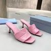 Designer Sandal Sexy Party Slipper New Women Sandals Squared Sole High Heels Summer Leather Flat Slippers Comfort 2023