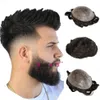 Toupet de cheveux humains pour hommes, unité Durable, entièrement Transparent, système de remplacement de poils de peau en PU, perruque masculine grise ondulée naturelle à peau fine