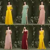 Fashion Yellow Chiffon Bridesmaid Dress A Line Long Maid Of Honor Gown Summer Wedding Custom Made BM3101