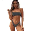 Bikini con un hombro al descubierto para mujer, traje de baño Sexy de corte alto, trajes de baño para mujer, conjunto de Bikini brasileño liso 2022