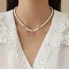 Pendant Necklaces Minar Sweet Irregular Freshwater Pearl Necklace For Women Girl Pink Color Peach Beads Strand Chokers Wedding JewelryPendan