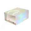 Gift Wrap 100Pcs Holographic Silver Coating Bags With Handles Laser Paper Bag Business Packaging Tote For Wedding PartyGift