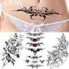 NXY Temporary Tattoo Yuran Black Tulip Totem Tattoos Stickers Women Body Waist Arm Art Bracelet Girls Butterfly Tatoos Rose Chains 0330