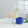 Bicchieri Moda Tazze in ceramica Semplice grande orecchio Tazza da caffè fatta a mano Colori creativi Tazza da caffè Porcellana