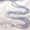 Pendant Necklaces Clear Quartz Gold/Silver Blue Agates Stone Nuggets Beads Knot Handmade NecklacePendant NecklacesPendant