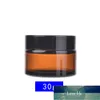 1PC Vaso/bottiglia di vetro ambrato Coperchio in PE nero Viso/Crema per le mani Maschera Lozione Gel in polvere Vasi Contenitore di ricarica Cosmetici Cura della pelle Conservazione