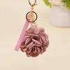 Keychain de Flor Rose para Mulheres Bolsa Romântica Pingente Charmos Pearl Tassel Teclador de Key Ring Jewelry Gifts