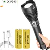 Ny XHP90.2 Kraftfull LED -ficklampa USB -laddningsbar 18650 26650 Battery Zoomable Torch Aluminium Waterproof Light Lantern