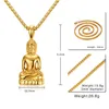 Colares de pingentes Mens Buda colar Bodhisattva Amulet Talisman em clagueira de joias de moda de aço inoxidável de cor dourada