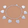 Очарование браслетов серебро для женщин мульти сердца звенья сеть браслет браслеты Pulseira Femme Brand Jewelry Accesory Bijoux Gifts Kent22