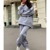 Gym kleding Casual 2 stks sport hoodie top loungewear set dames tracksuit capuchon