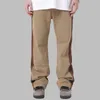 High Street Side Patchwork Khaki Cotton Baggy Men Cargo Jeans Pants New Fashion Hip Hop Casual Straight Long Trousers Pantnes T220803