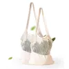 Bolsa de mercearia reutilizável malha de algodão Sacos elásticos sacos de compras Bolsas de verão Bolsas de mercado preto e bege ecobag