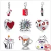 925 Sterling Srebrny Dangle Charm Cocoa Cute hantle Ferris Wheel Koraliki koraliki Fit Pandora Charms Bransoletka DIY Akcesoria biżuterii