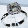 18K AU750 White Gold Women Ring Diamonds 1 2 3 4 5 Круглый карат -квадратная свадебная вечеринка Кольцо 2208167461677