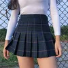 Y2K Harajuku Tartan Women Skirt Sexy Plaid Pleated Skirts Fashion Mini Tennis Skorts Side Button Faldas High Waist Jupe Female 220401