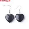 WOJIAER Silver Color Necklace Dangle Earrings Jewelry Set For Women Pendant Heart Natural Stone Wedding Party BO958